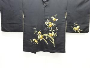 枝花模様刺繍一ツ紋絵羽織